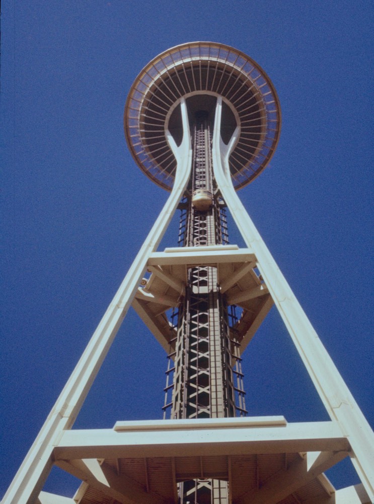 the Space Needle photographed from its base in 1979